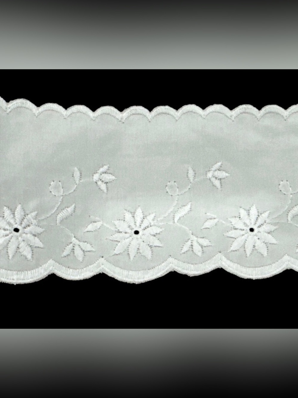 White Scalloped Eyelet Floral Trim
